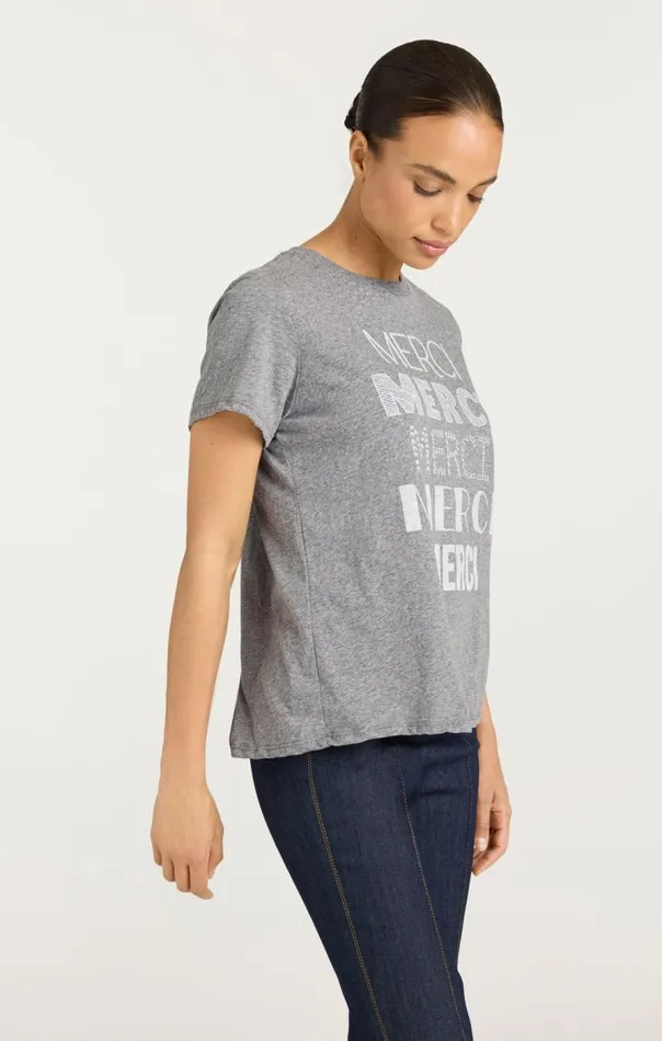 Cinq Sept Multi Merci Tee Heathergreywhite Women Tees
