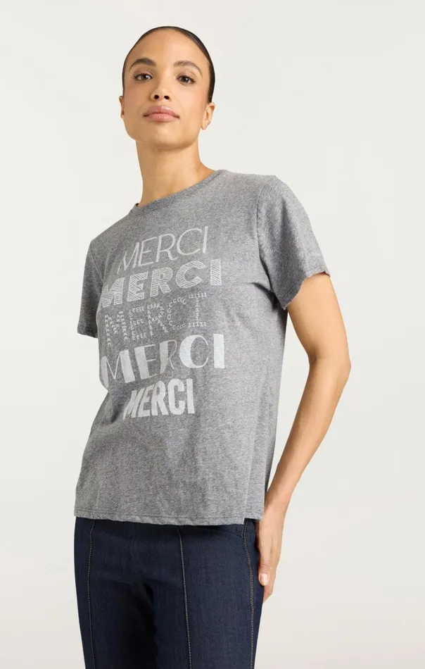 Cinq Sept Multi Merci Tee Heathergreywhite Women Tees