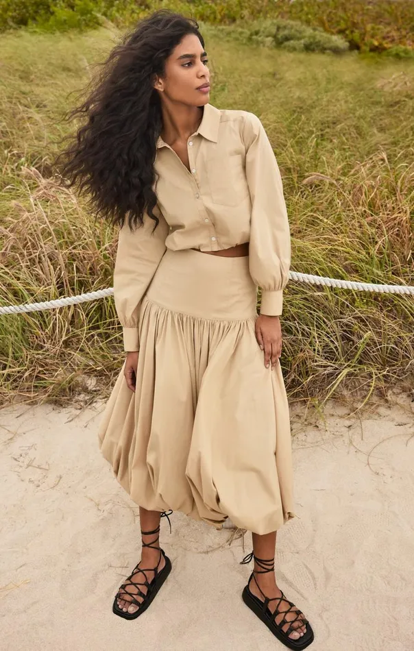 Cinq Sept Reema Top Khaki Women Long Sleeve Tops