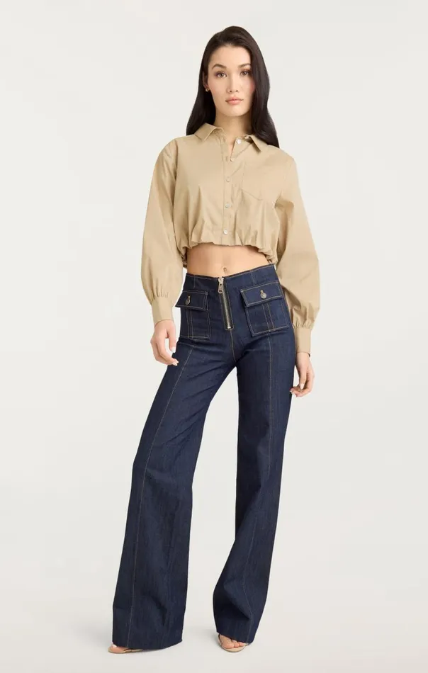 Cinq Sept Reema Top Khaki Women Long Sleeve Tops