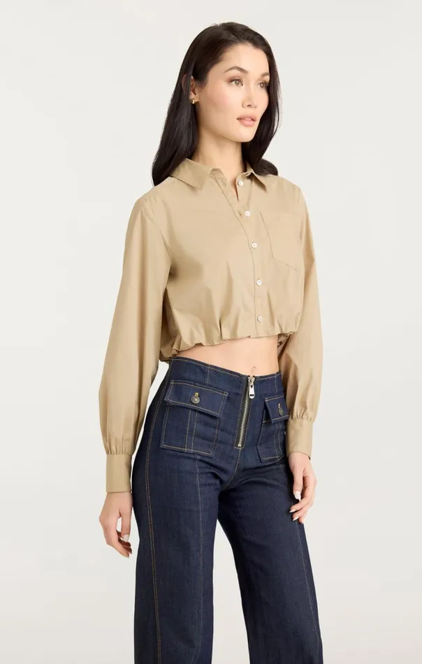 Cinq Sept Reema Top Khaki Women Long Sleeve Tops