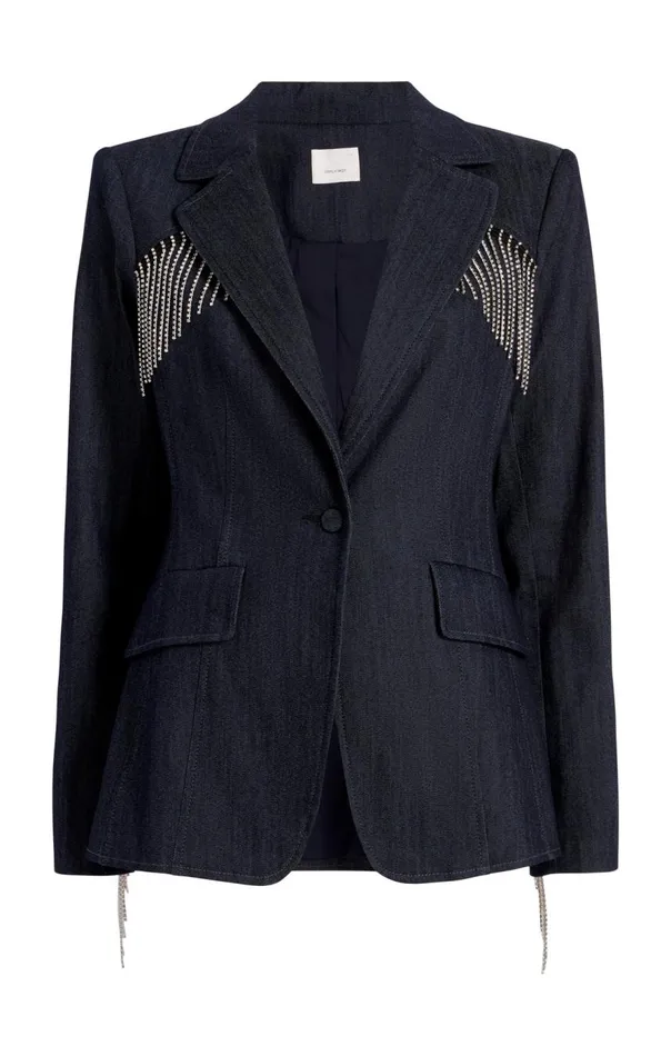 Cinq Sept Rhinestone Sasha Blazer Indigo Women Denim