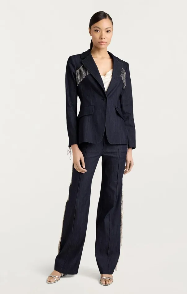 Cinq Sept Rhinestone Sasha Blazer Indigo Women Denim