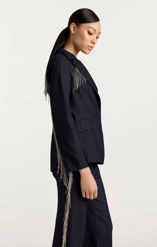Cinq Sept Rhinestone Sasha Blazer Indigo Women Denim