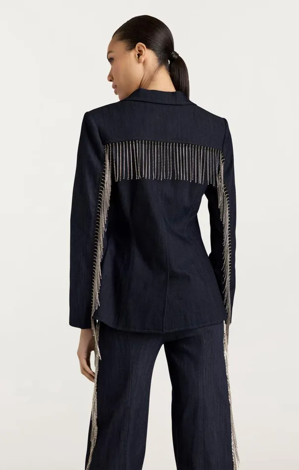 Cinq Sept Rhinestone Sasha Blazer Indigo Women Denim