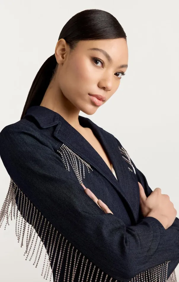 Cinq Sept Rhinestone Sasha Blazer Indigo Women Denim
