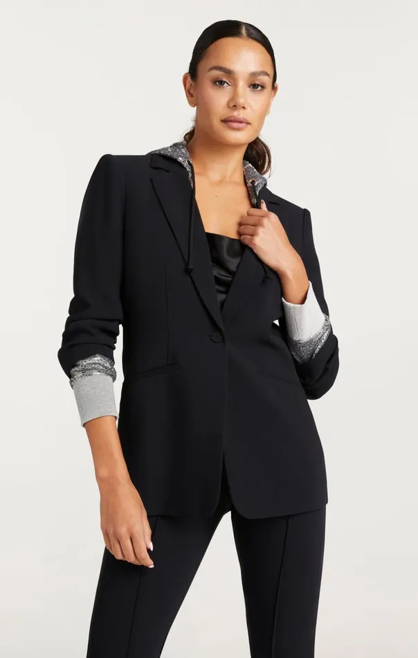 Cinq Sept Sequin Hooded Khloe Blazer Blacksilver Women Blazers