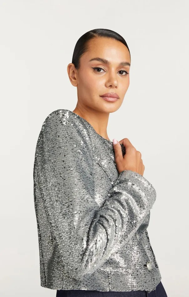 Cinq Sept Sequin Randi Jacket Silver Women Jackets