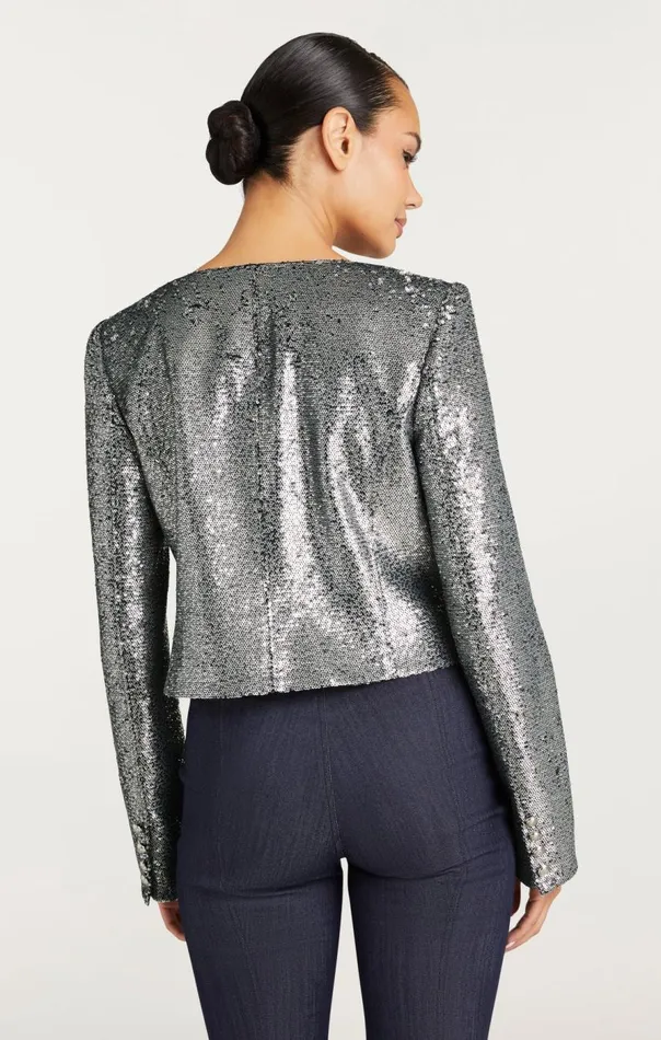 Cinq Sept Sequin Randi Jacket Silver Women Jackets