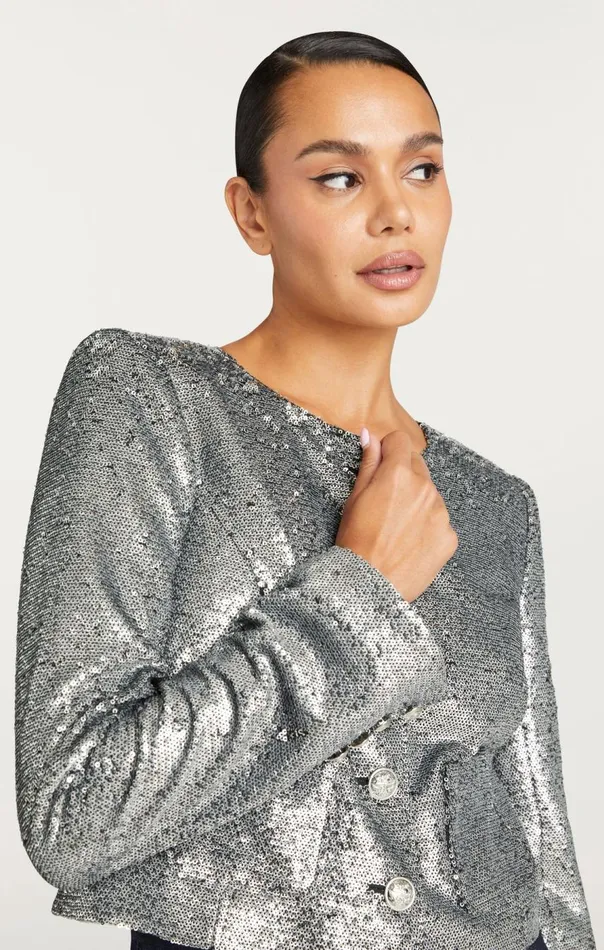 Cinq Sept Sequin Randi Jacket Silver Women Jackets