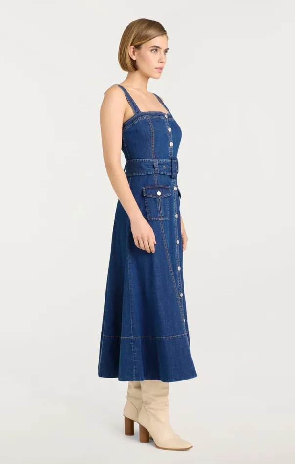 Cinq Sept Vega Dress Mediumwash Women Midi