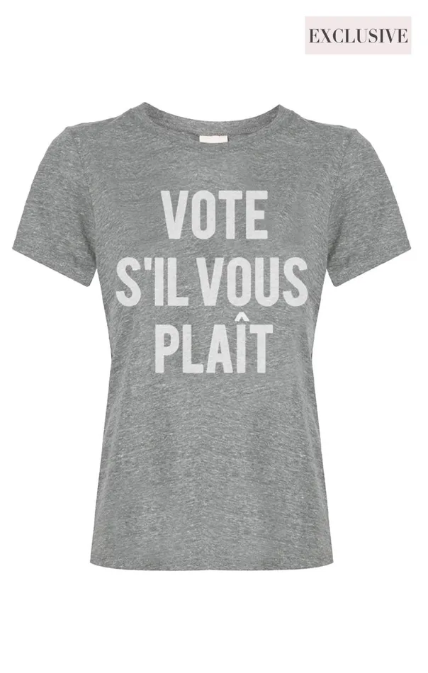 Cinq Sept Vote Please Tee Heathergreywhite Women Tees