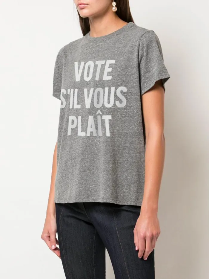 Cinq Sept Vote Please Tee Heathergreywhite Women Tees