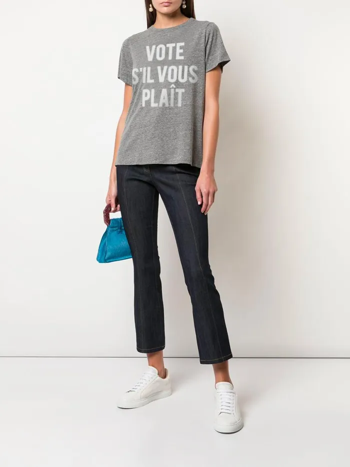 Cinq Sept Vote Please Tee Heathergreywhite Women Tees