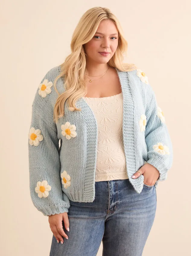 Clare Knit Flower Cardigan Sage Women Altar039d State Sweaters Cardigans
