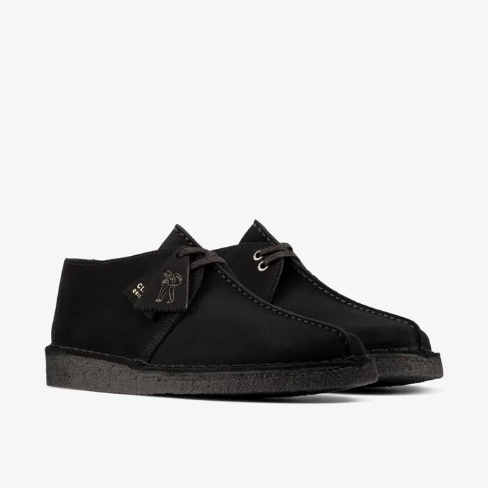 Clarks Black Shoes Desert Trek Black Suede 8211 Men