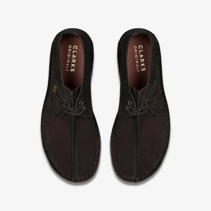 Clarks Black Shoes Desert Trek Black Suede 8211 Men