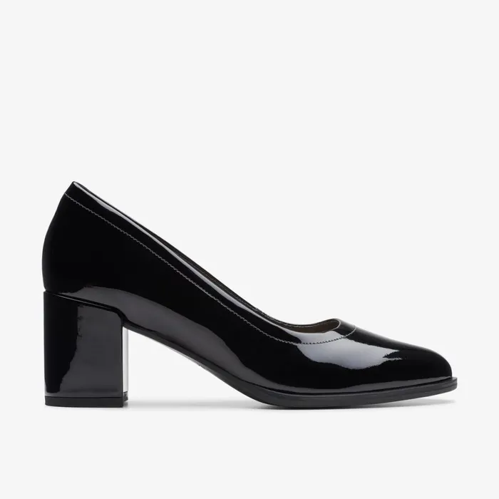 Clarks Black Shoes Freva55 Court Black Patent 8211 Women