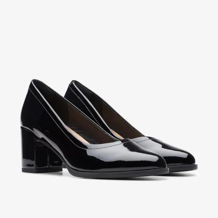 Clarks Black Shoes Freva55 Court Black Patent 8211 Women