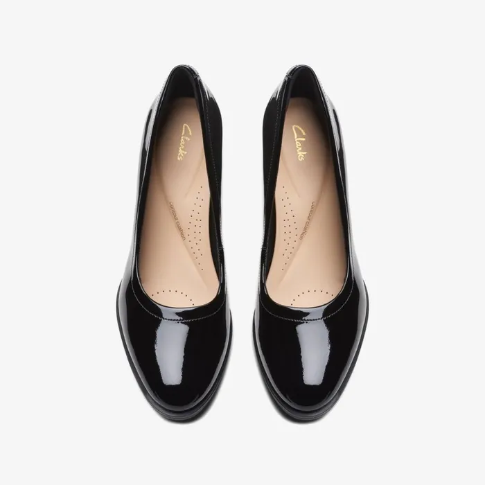 Clarks Black Shoes Freva55 Court Black Patent 8211 Women