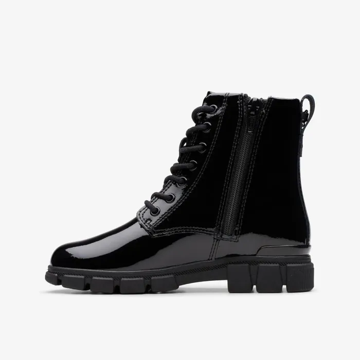 Clarks Boots Evyn Charm Older Black Patent 8211 Kids