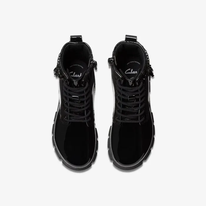 Clarks Boots Evyn Charm Older Black Patent 8211 Kids