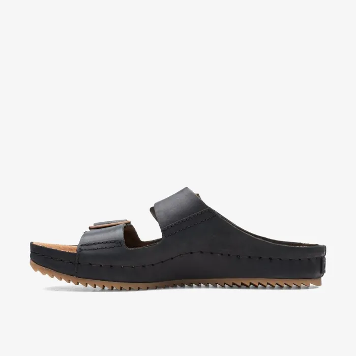 Clarks Flat Sandals Brookleigh Sun Black Leather 8211 Women