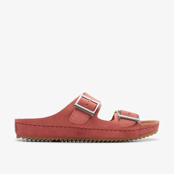 Clarks Flat Sandals Brookleigh Sun Dusty Rose Suede 8211 Women
