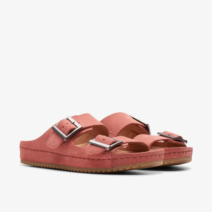 Clarks Flat Sandals Brookleigh Sun Dusty Rose Suede 8211 Women