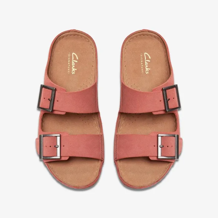Clarks Flat Sandals Brookleigh Sun Dusty Rose Suede 8211 Women