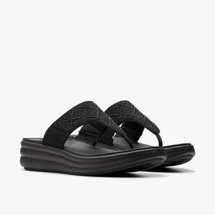 Clarks Flat Sandals Drift Way Black 8211 Women