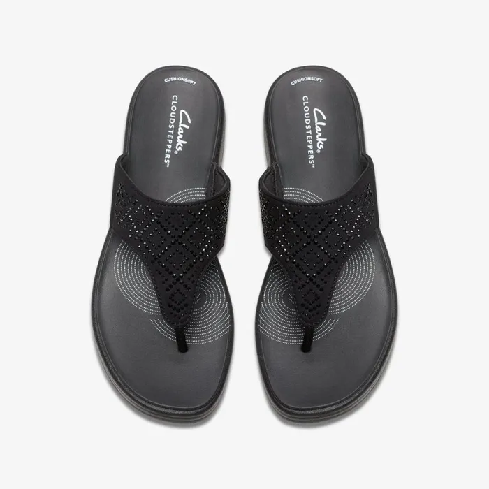 Clarks Flat Sandals Drift Way Black 8211 Women