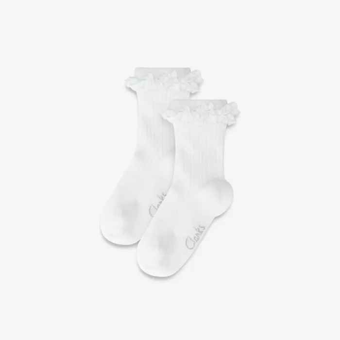 Clarks Socks and Tights Frill Socks 2 Pack Size 12535 White 8211 Kids