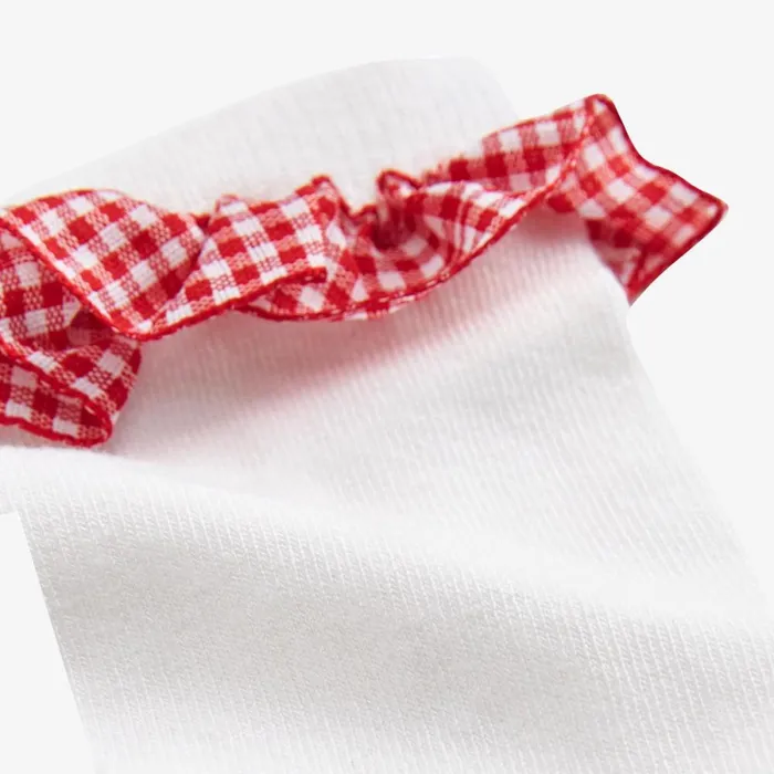 Clarks Socks and Tights Gingham Socks 2 Pack Red Size 12535 Whitered 8211 Kids
