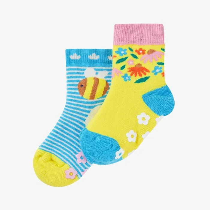 Clarks Socks and Tights Grippy Sock 2 Pack 612 Months Bumblebee Multicolour 8211 Kids