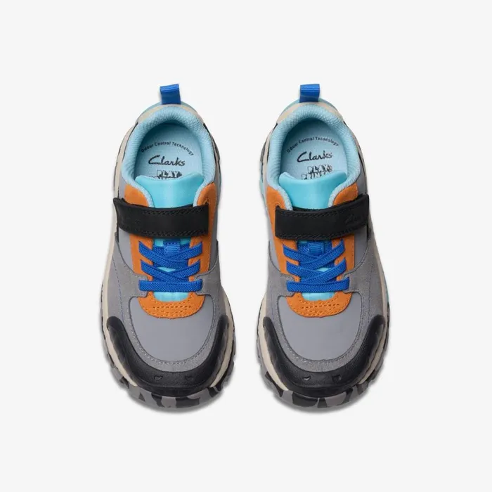 Clarks Trainers Steggy 2 Stride Grey Combination 8211 Kids