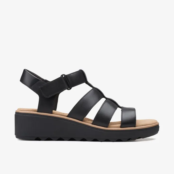 Clarks Wide Fit Sandals Jillian Quartz Black Leather 8211 Women