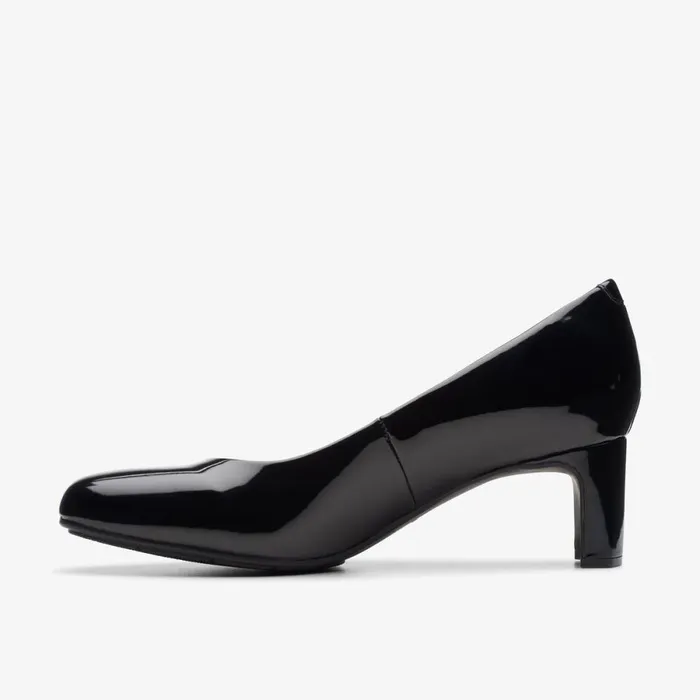 Clarks Wide Fit Shoes Kyndall Iris Black Patent 8211 Women