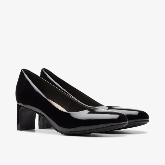 Clarks Wide Fit Shoes Kyndall Iris Black Patent 8211 Women