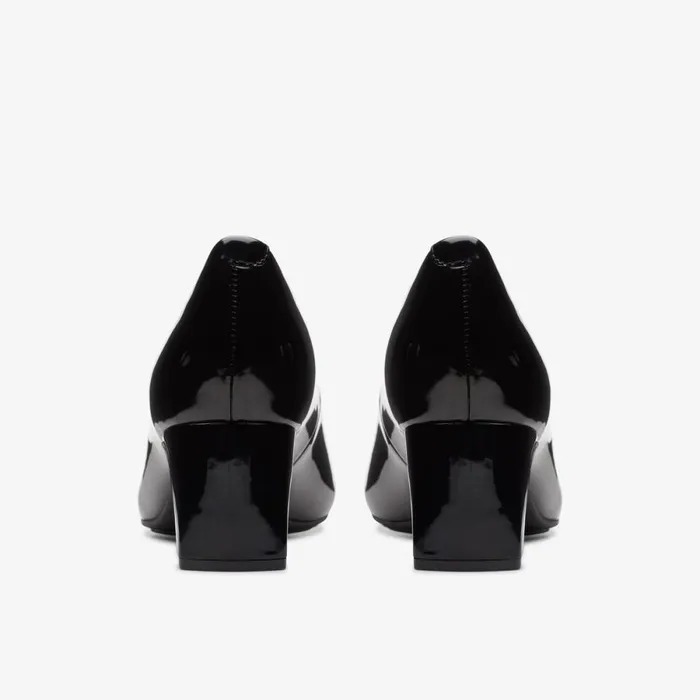 Clarks Wide Fit Shoes Kyndall Iris Black Patent 8211 Women