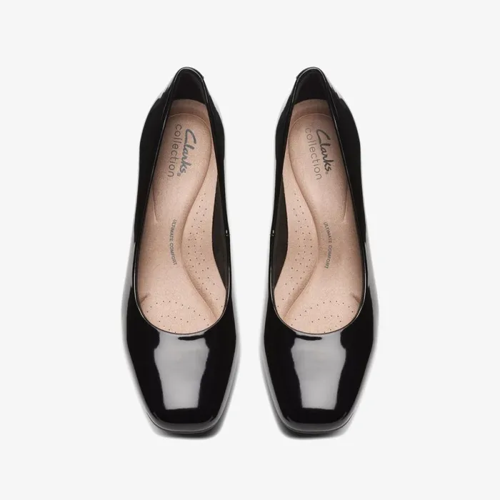 Clarks Wide Fit Shoes Kyndall Iris Black Patent 8211 Women