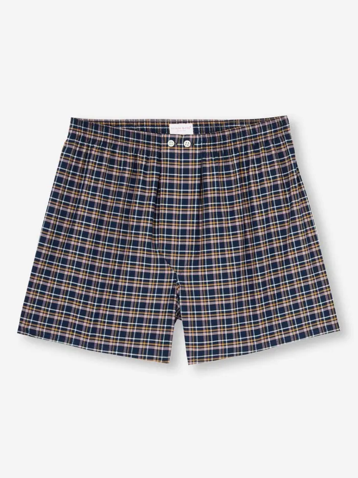 Classic Fit Boxer Shorts Men Derek Rose Classic Fit Boxers Barker 37 Cotton Navy