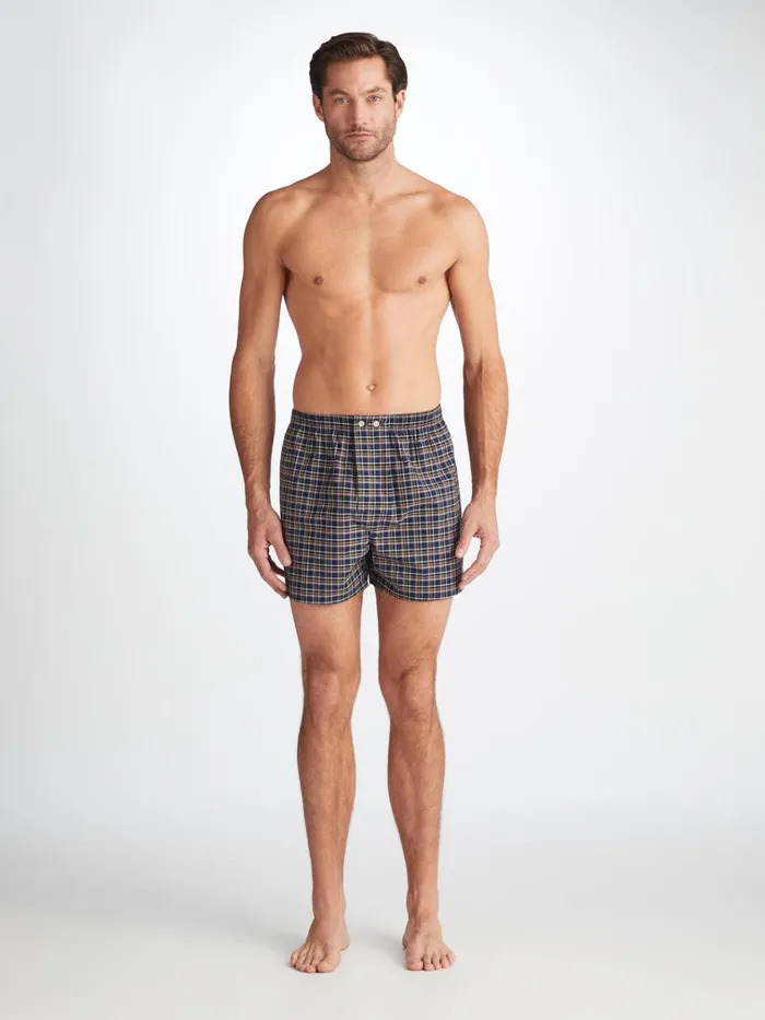 Classic Fit Boxer Shorts Men Derek Rose Classic Fit Boxers Barker 37 Cotton Navy