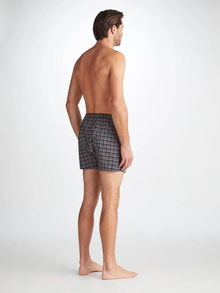 Classic Fit Boxer Shorts Men Derek Rose Classic Fit Boxers Barker 37 Cotton Navy