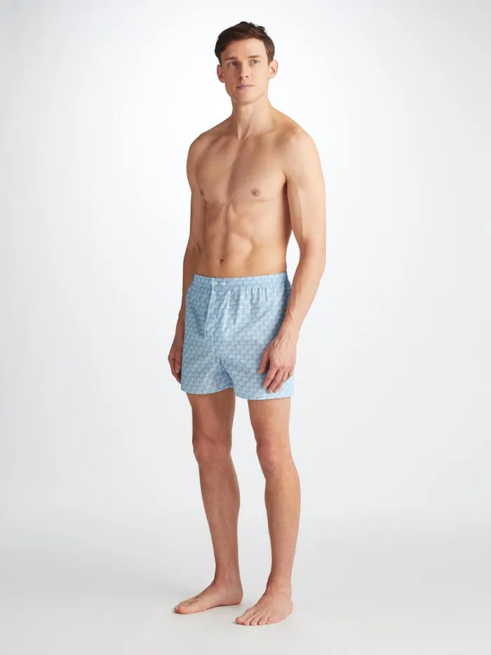 Classic Fit Boxer Shorts Men Derek Rose Classic Fit Boxers Ledbury 72 Cotton Batiste Blue