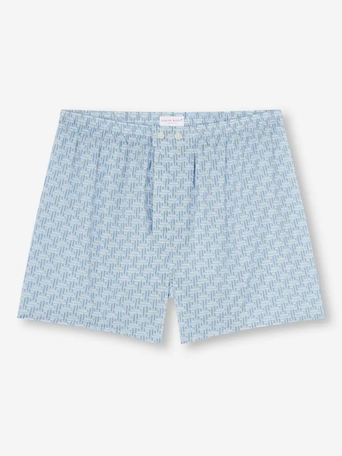Classic Fit Boxer Shorts Men Derek Rose Classic Fit Boxers Ledbury 72 Cotton Batiste Blue