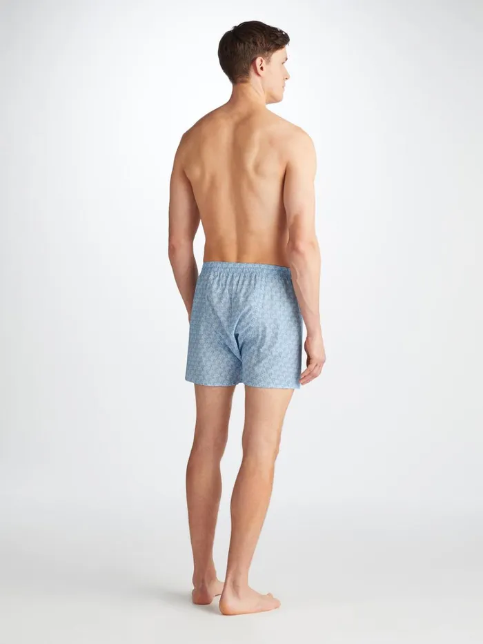 Classic Fit Boxer Shorts Men Derek Rose Classic Fit Boxers Ledbury 72 Cotton Batiste Blue