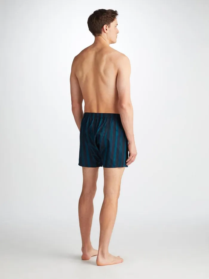 Classic Fit Boxer Shorts Men Derek Rose Classic Fit Boxers Royal 222 Cotton Navy