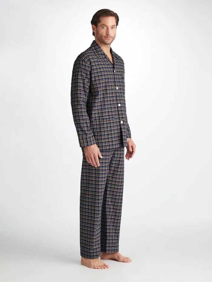 Classic Fit Pajamas Men Derek Rose Classic Fit Pajamas Barker 37 Cotton Navy