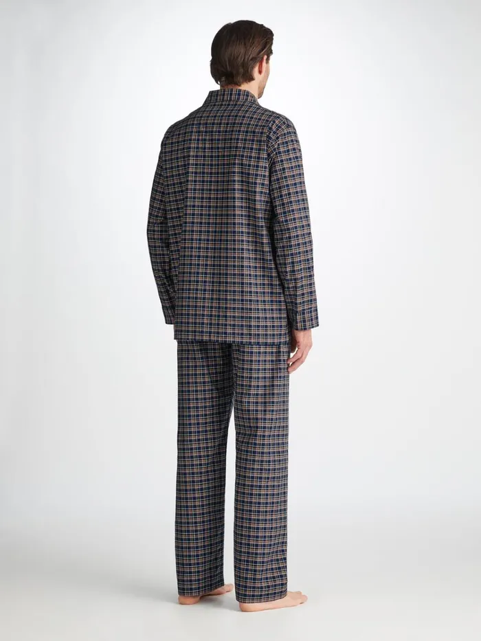 Classic Fit Pajamas Men Derek Rose Classic Fit Pajamas Barker 37 Cotton Navy